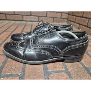 Florsheim Imperial 606553 Black Leather Wingtip Shoes Mens Size 13 D